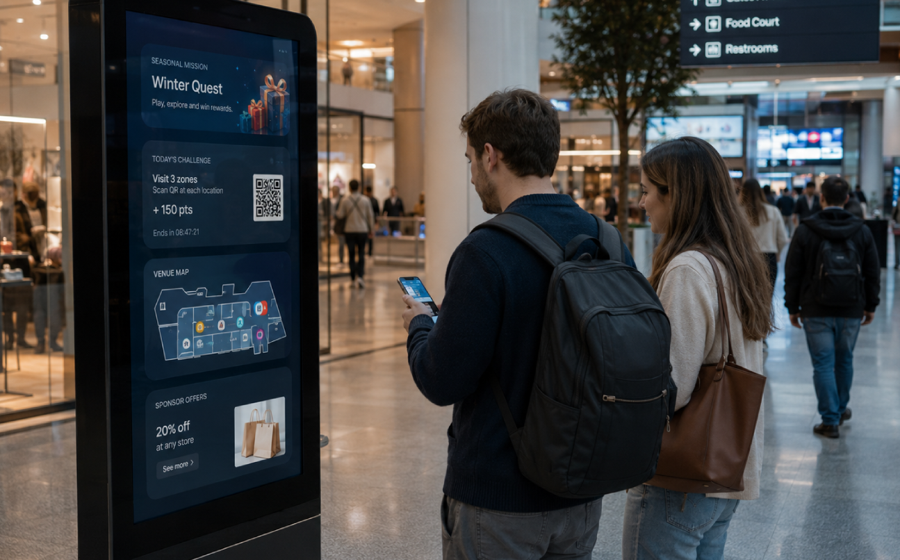 Integración de juegos en aeropuertos, centros comerciales y venues