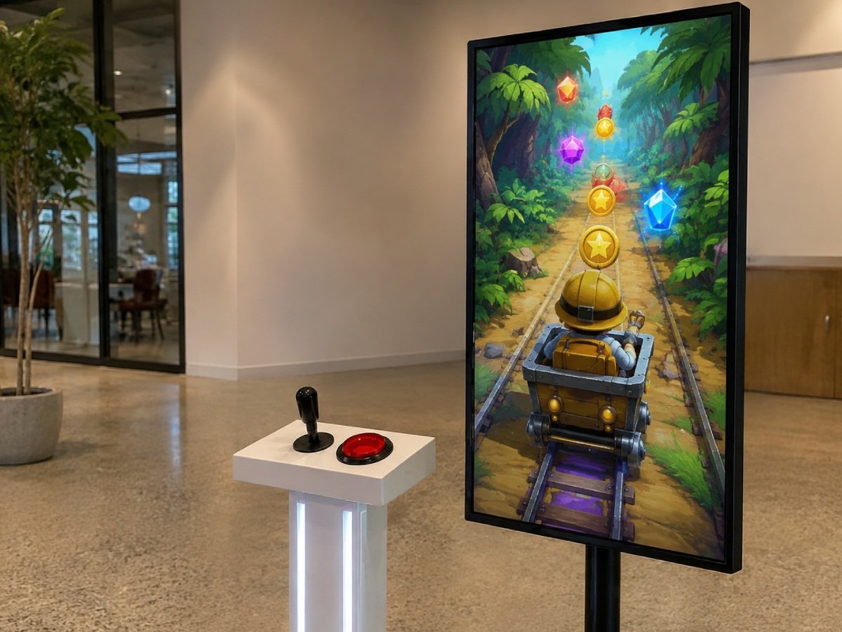 Tótem con Gem Miner y joystick pedestal